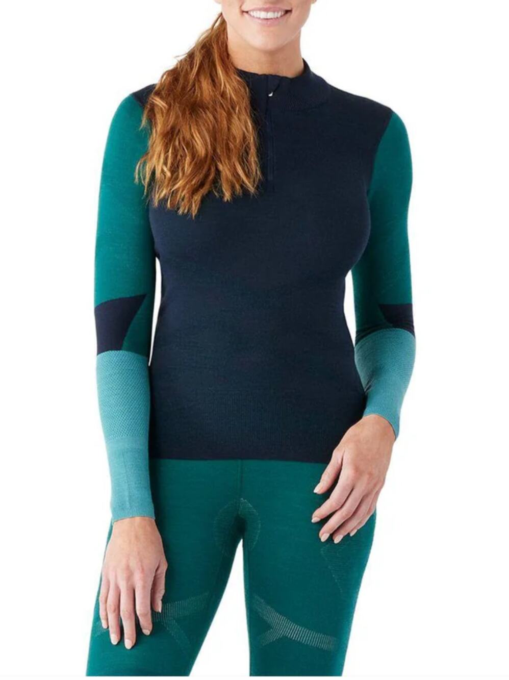 Smartwool Women's Intraknit Thermal Merino Base Layer Colorblock 1/4 Zip Size S